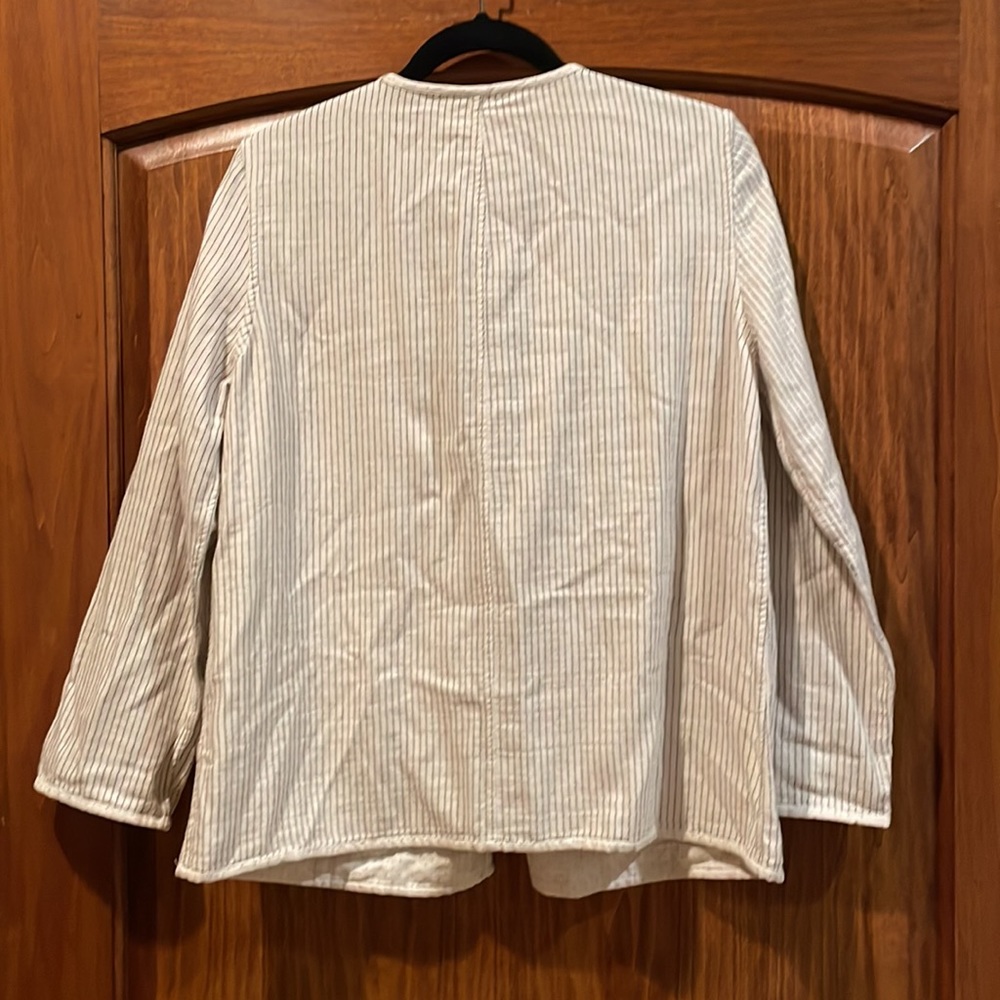 Eileen Fisher Open Front Neck Slubbed Organic Cotton Reversible Jacket Blazer S - Picture 9 of 16